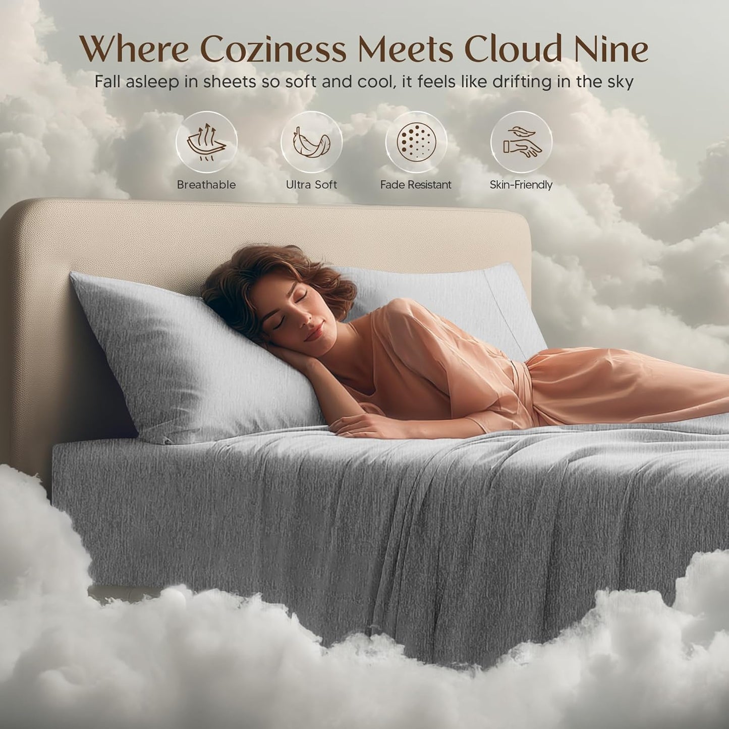 Utopia Bedding Queen Size Sheet Set - Soft & Breathable 4-Piece Microfiber in Heather Grey | Oeko-Tex Certified