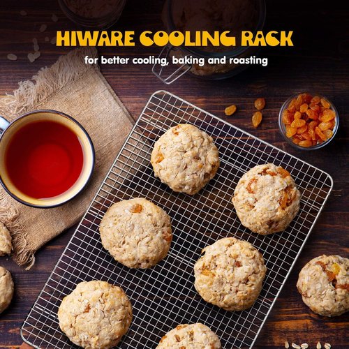 Hiware Cooling Racks for Baking - 2-Pack Stainless Steel Cookie Rack | 10" x 15" Oven Safe