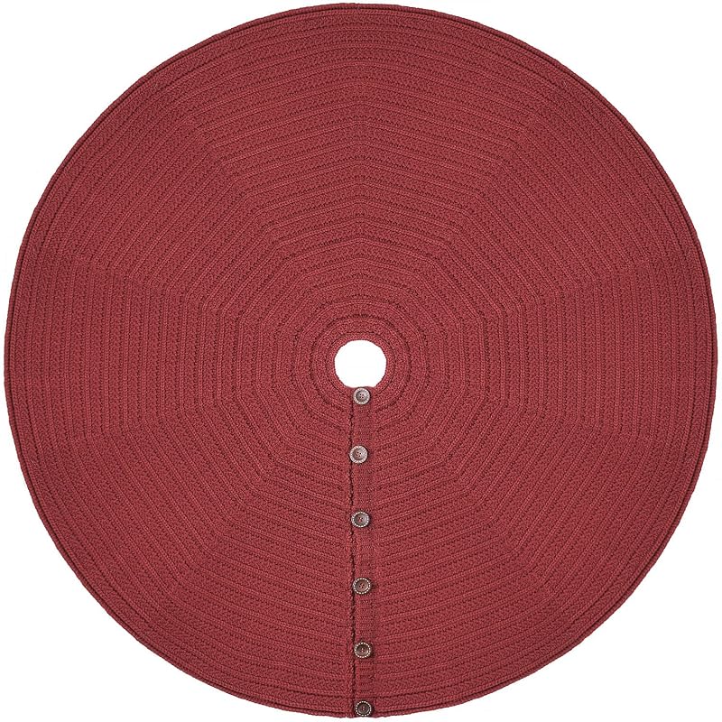 72-Inch Rib Knit Christmas Tree Skirt with Oak Buttons - Burgundy (Variation: Burgundy+72-Inch)