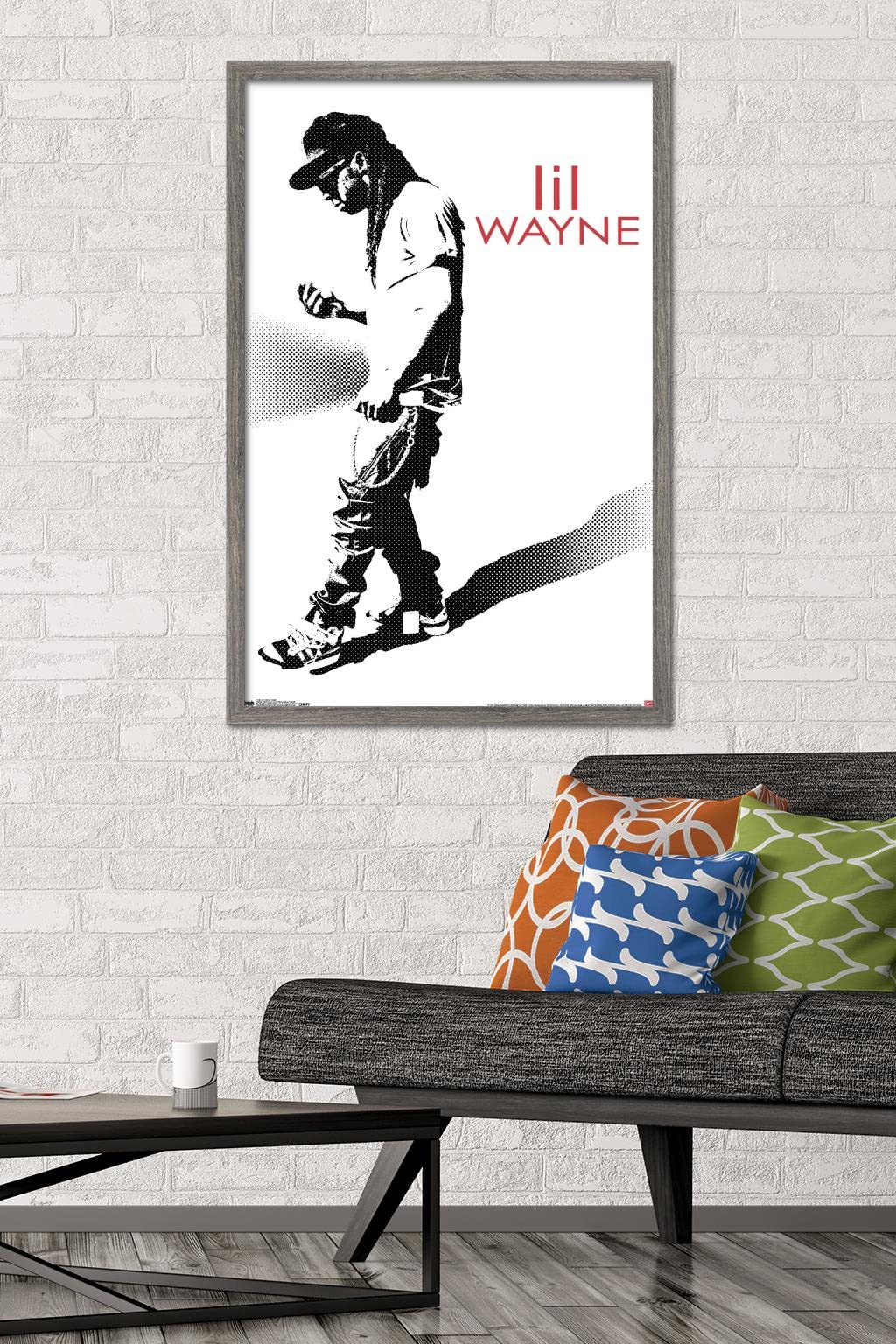 Trends International Lil Wayne - Hustle Wall Poster, 22.375" x 34", Barnwood Framed Version