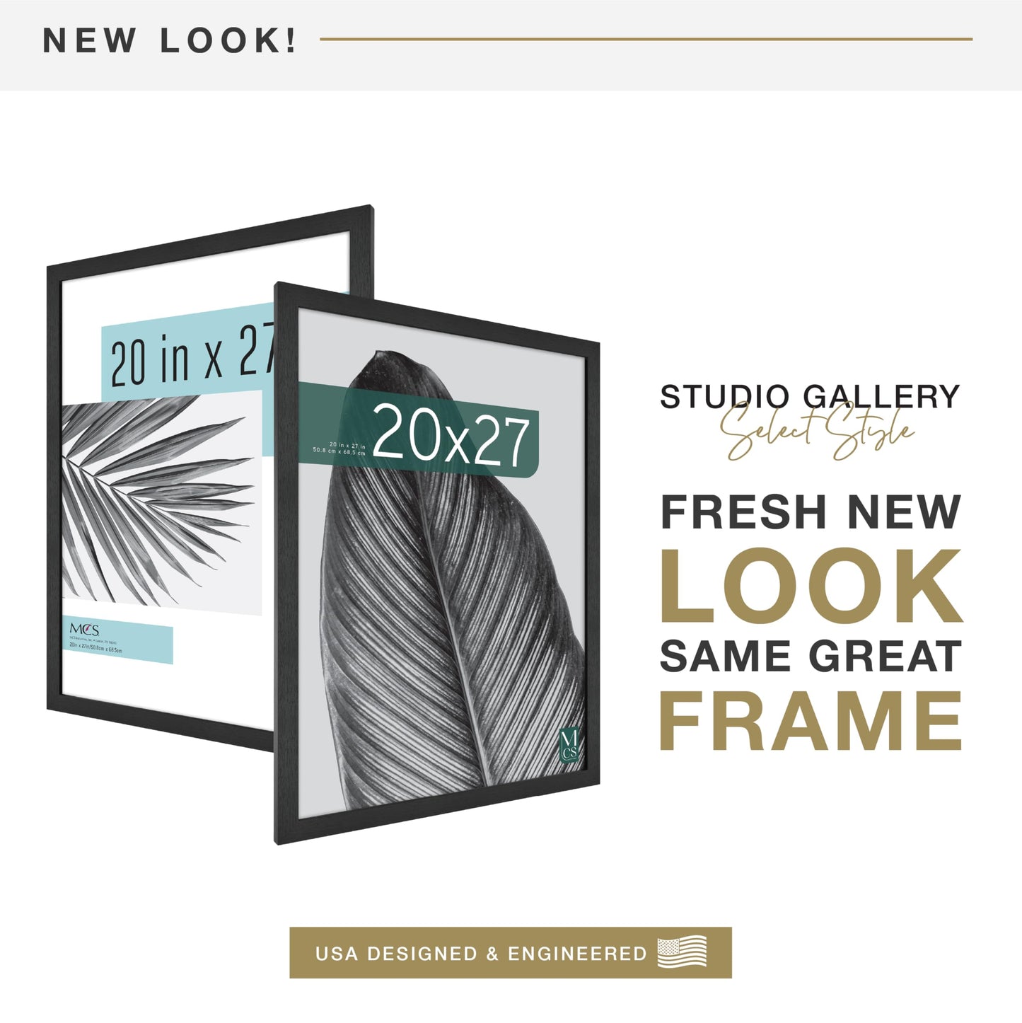 MCS Studio Gallery 20x27 Poster Frame Black Woodgrain, Vertical & Horizontal Wall Hanging Large Picture Frame for Photos, Posters & Art Prints (2-Pack)