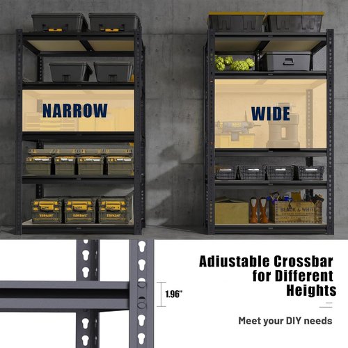Garage Shelving - Heavy Duty Metal Storage Shelves | 2400 LBS Capacity, Adjustable 12" x 28" x 60"