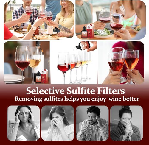 4 Pack Wine Filter Drops, Natural The Wine of Purifier Drops for Red and White Wine, Removes Histamines and Sulfites, Wine Lover Gifts
