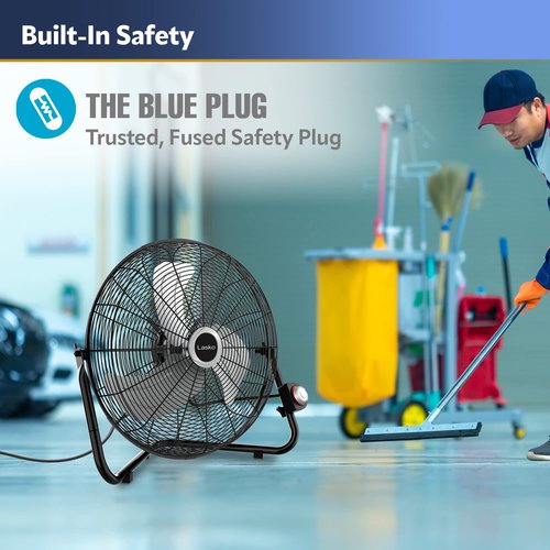 Lasko High Velocity Wall Mount Fan with Pivoting Head, 3 Speeds, Ideal for Home, Garage, Attic, Wall-Mounted Fans or Floor Fans Option, 2264QM, 20" in Black