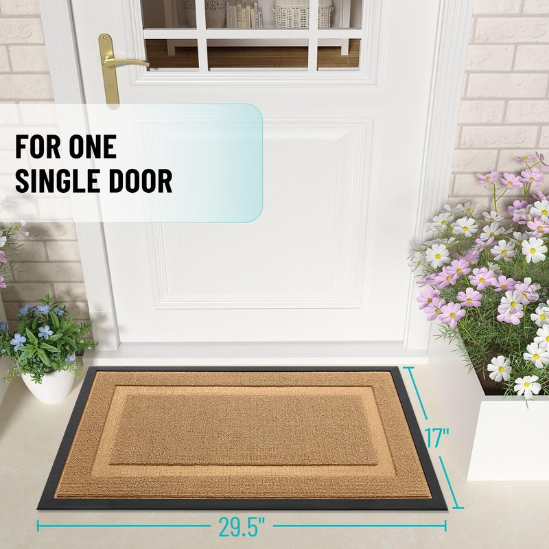 OLANLY Front Door Mat Indoor Outdoor Entrance, Waterproof All-Season, All-Weather Doormat, Sturdy Natural Rubber, Low Profile, Easy Clean Patio Porch Entryway Mat, 59x20, Butter Yellow