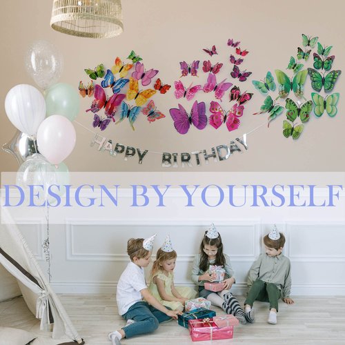 OPSEAM Butterfly Wall Decor 72 PCS, 3D Butterflies Stickers for Party Decorations with Magnets (Purple, 72)