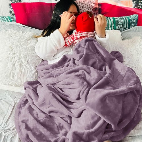 Bedsure GentleSoft Fleece Blanket - King Size Fog Purple Plush Microfiber, 108x90 Inches for Cozy Comfort