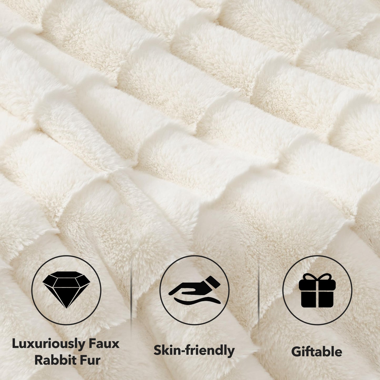 Touchat Luxury Faux Rabbit Fur Throw Blanket Twin Size for Couch,Super Heavy Warm Cozy Blanket for Sofa Bedroom Living Room,Ultra Soft Fluffy Reversible Plush Blanket for Home Decor Gifts,White