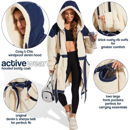 KOOETTS Wearable Blanket Hoodie Women Men With Zipper Denim & Sherpa Sweatshirt Blanket for Adult Warm & Cozy Oversized Hooded Blanket Jacket Birthday Gifts for Wife Mom Husband