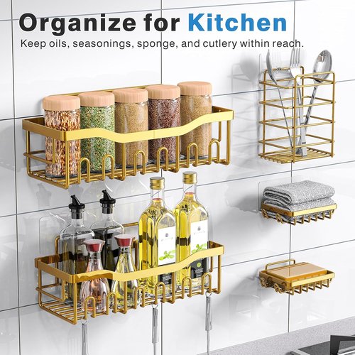 EUDELE Rustproof Stainless Steel Shower Caddy - No Drill Adhesive Organizer with Large Capacity | XL Size for Bathroom & Kitchen