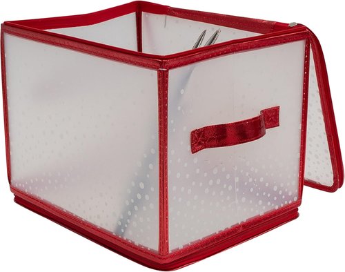 Holiday Light Organizer Box by Simplify - Holds 500 Lights | Collapsible Christmas Storage | Red
