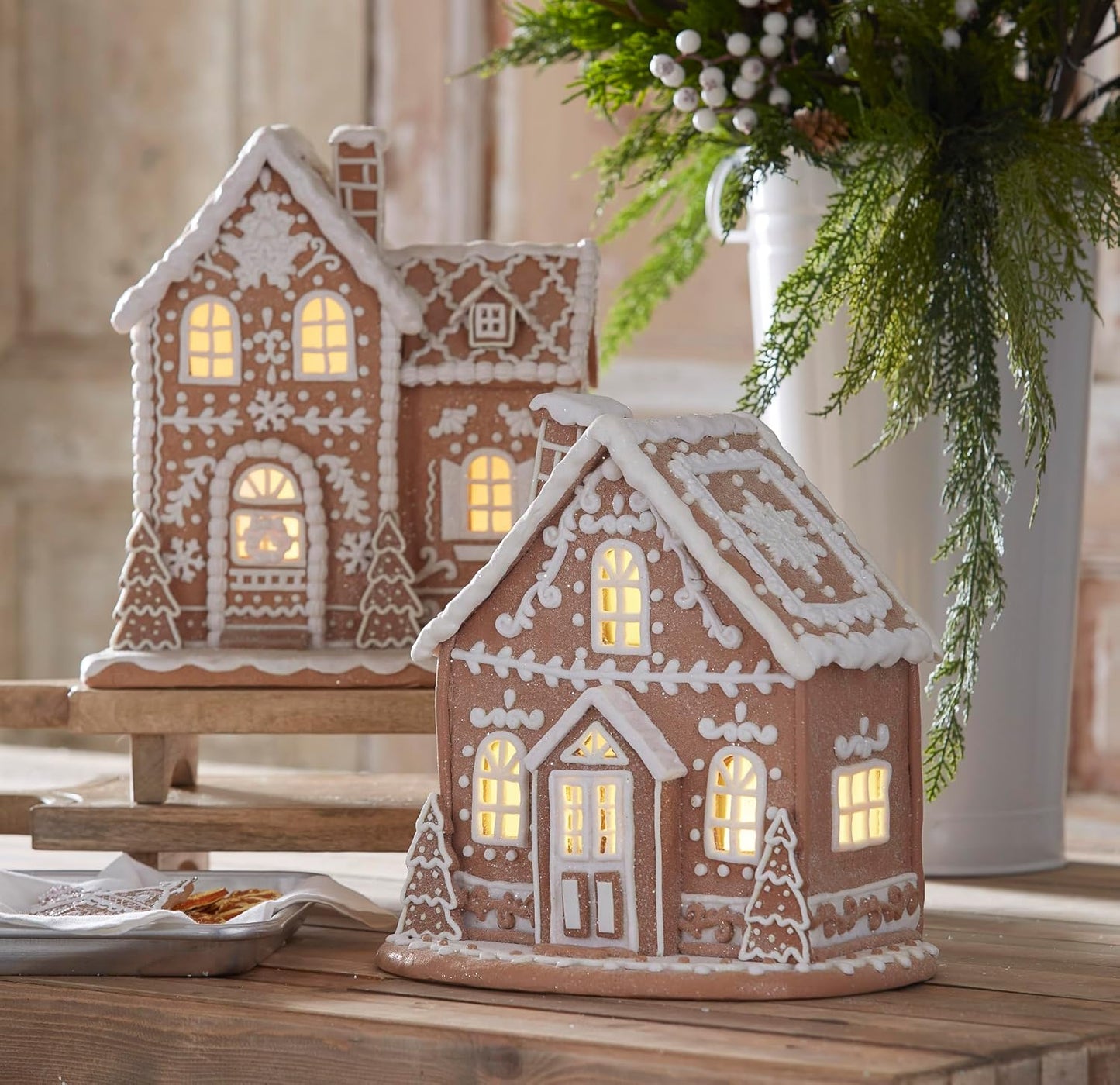One Holiday Way 12-Inch Lighted Gingerbread House - Elegant Christmas Village Tabletop Decoration with Timer