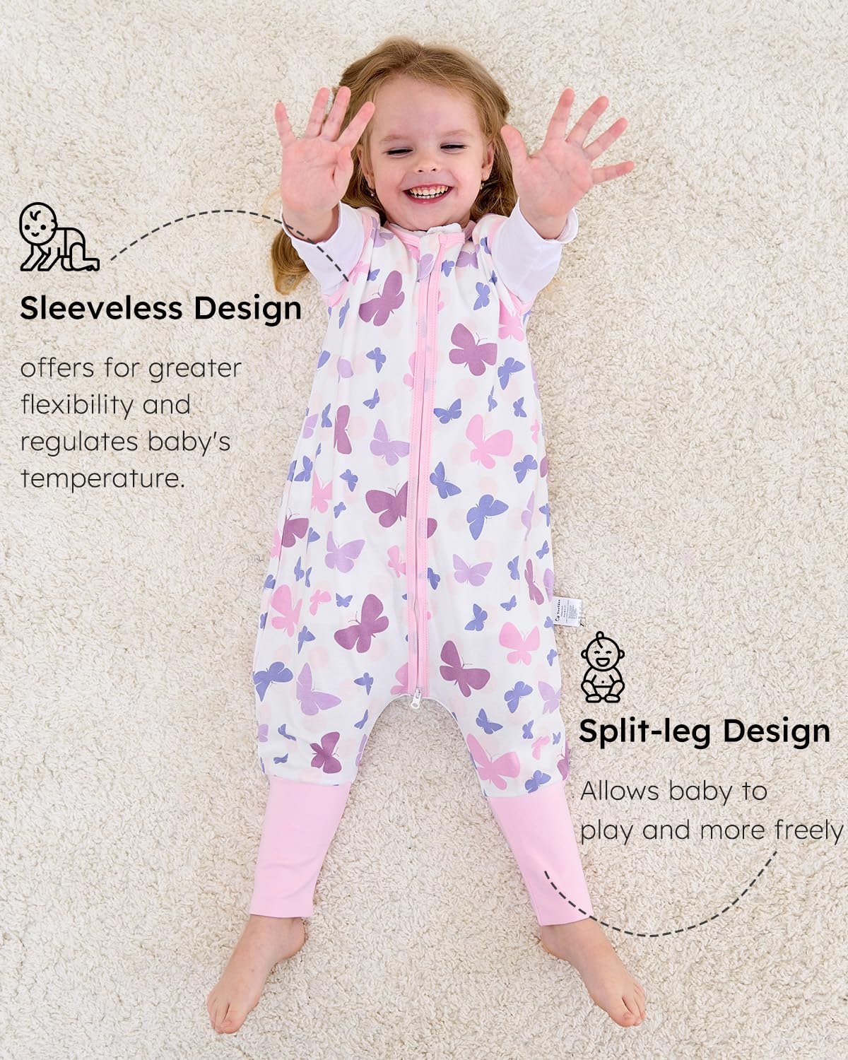 Yoofoss Toddler Sleep Sack - 100% Organic Cotton Wearable Blanket with Feet | 24-36 Months