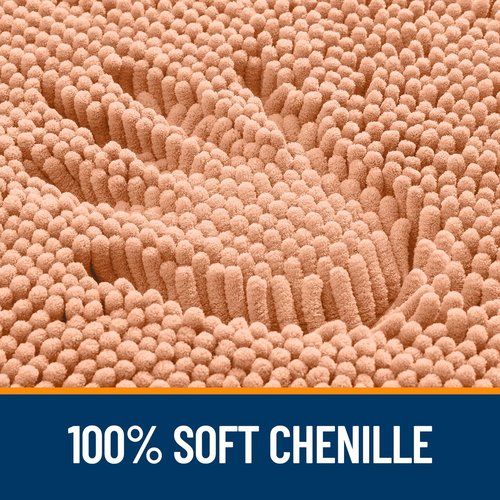 OLANLY Bathroom Rugs 44x24, Extra Soft Absorbent Chenille Bath Rugs, Rubber Backing Quick Dry, Machine Washable Bath Mats for Bathroom Floor, Tub and Shower, Home Decor Accessories, Peach