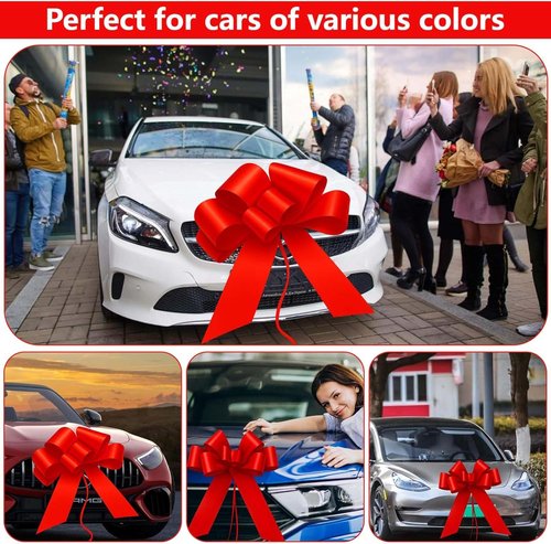 Big Car Bow - 30 Inch Giant Gift Bow for Cars | Perfect for Birthdays, Weddings & Holidays (Red)