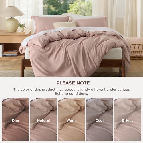 Bedsure Duvet Cover King Size - Soft Double Brushed Bedding Set for Kids & Adults, Zipper Closure, 3 Pieces, Includes 1 Duvet Cover (104"x90") & 2 Pillow Shams, NO Comforter, Dusty Rose
