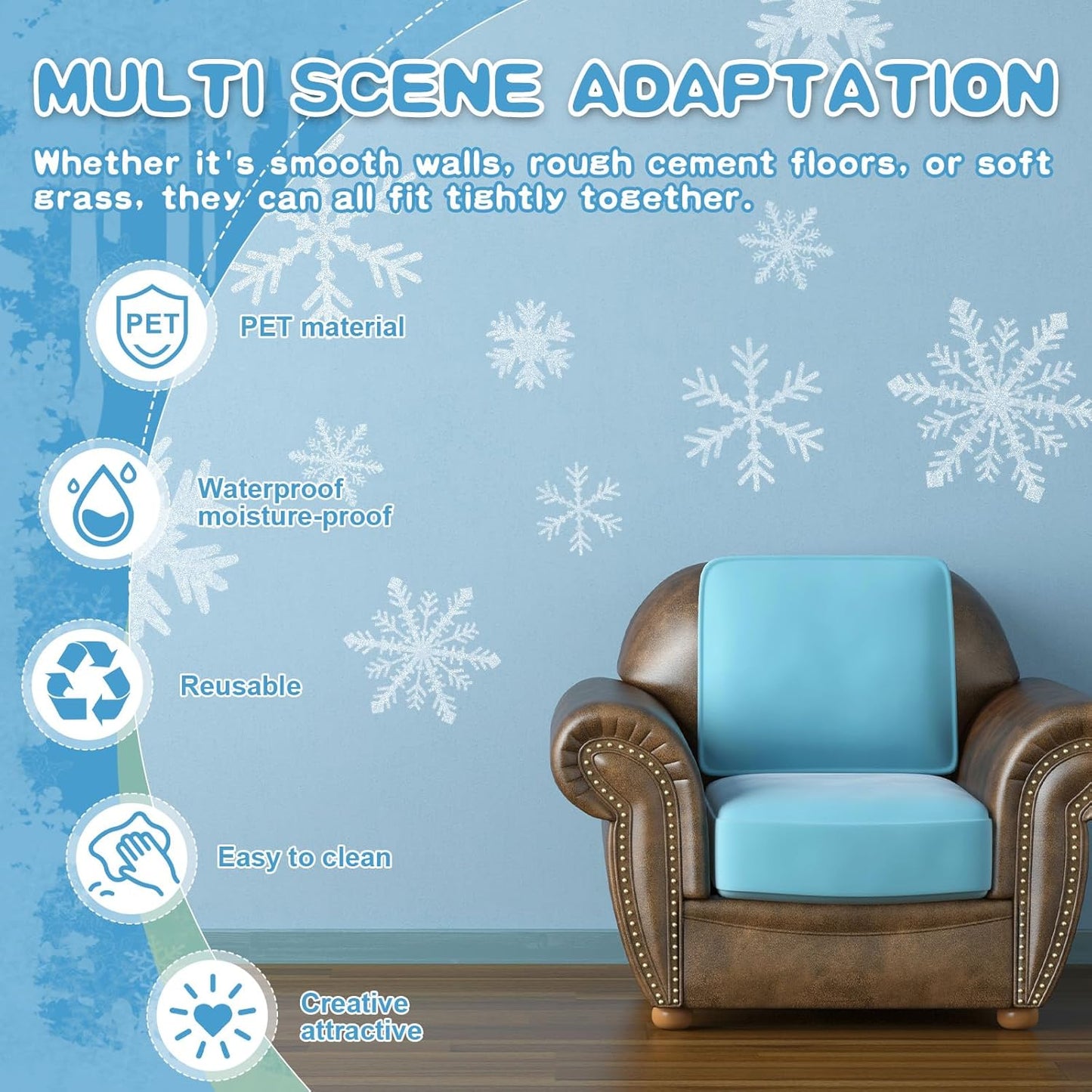 Weysat Winter Snowflake Stencils - 3 Pcs Reusable for Crafting on Glass, Wood, Fabric & More