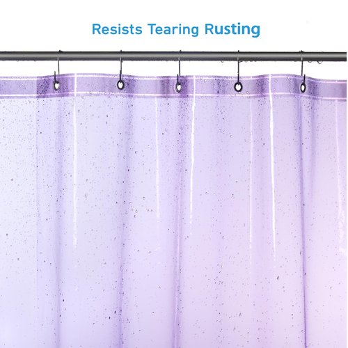 EHZNZIE Shower Curtain Liner Light Weight PEVA, Shower Liner 72x72 Inches, Waterproof, No Chemical Smell with 12 Rust Proof Metal Grommets for Bathroom Shower Curtain, Clear Purple