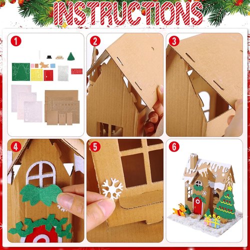 Lineshading Christmas Gingerbread House Kit - 3D Unfinished Cardboard Craft for Holiday Fun