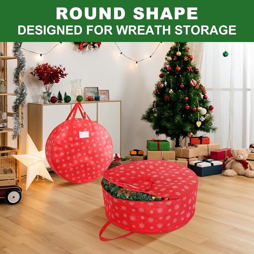 Christmas Wreath Storage Container - 24 Inch Durable Bag with Handles for Holiday Decor - 1 Pack