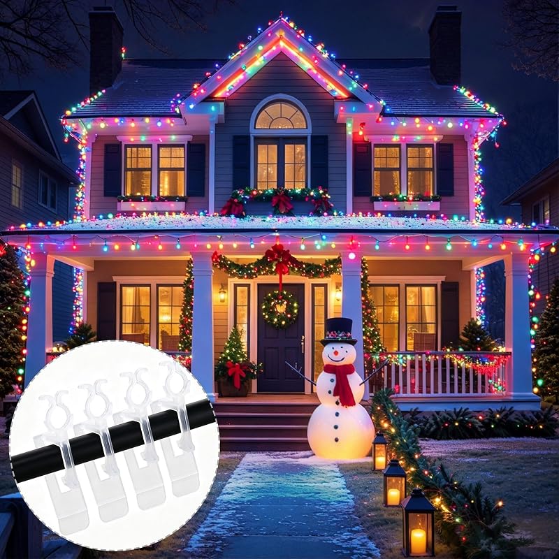 Gutter Light Clips for C7/C9 Christmas Lights - 200 Pack, Clear (Variation: Clear+200)