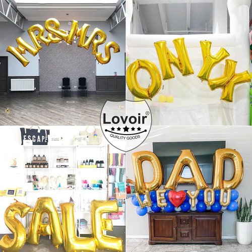Lovoir 40 Inch Jumbo Gold Letter K Balloon - Mylar Foil Helium Decoration for Birthday Parties