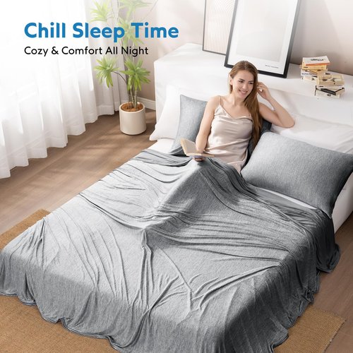 HOMFINE Cooling Blanket Twin Size - Summer Blanket for Hot Sleepers Thin Lightweight Breathable Double Side Enhanced Cooling Blanket for Bed Sofa, Keep Cool for Night Sweats (Black, 60 x 80 inches)