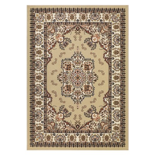 Antep Rugs Alfombras Oriental Traditional 5x7 Non-Skid (Non-Slip) Low Profile Pile Rubber Backing Indoor Area Rugs (Beige, 5' x 7')