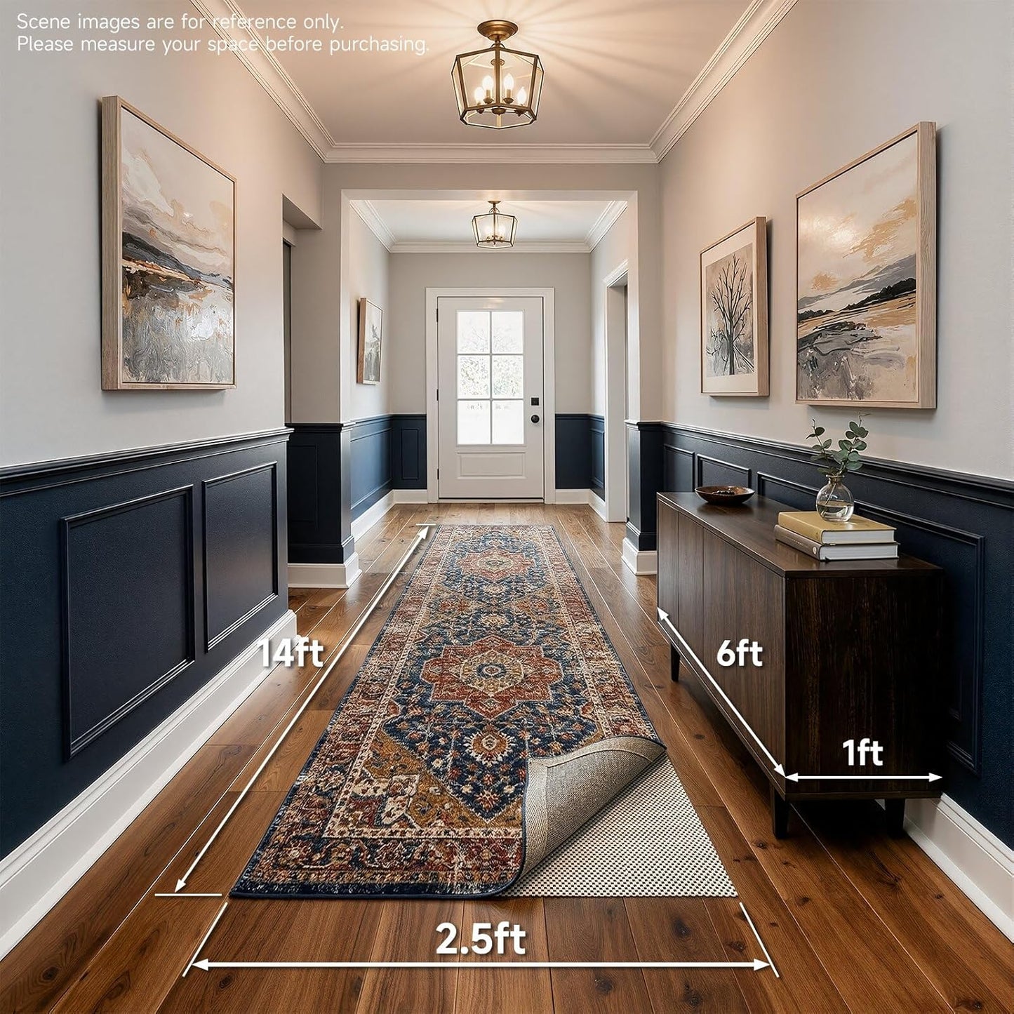 Veken Rug Pad Gripper - Non-Slip Thick Mat for Hardwood & Tile Floors | 2.5x14 Ft Anti-Skid Solution