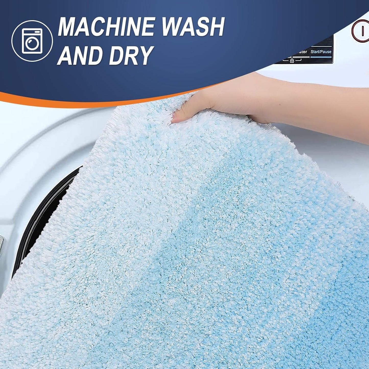 OLANLY Large Bath Rugs - Extra Soft Microfiber Mat 44x32 | Quick Dry & Machine Washable, Sky Blue