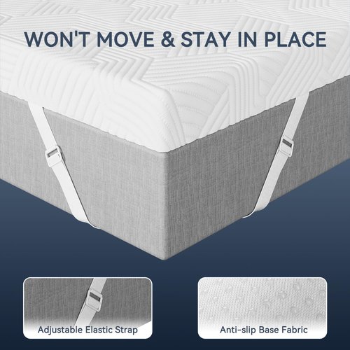 ELEMUSE 3 Inch Gel Memory Foam Mattress Topper Queen Size Pressure-Relieving Mattress Topper for Back Pain,Non-Slip Design with Removable & Washable Cover, CertiPUR-US