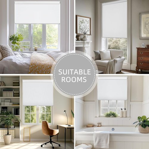 ChrisDowa Cordless 100% Blackout Roller Blinds - Thermal Insulated UV Protection | White, 31" W X 72" H