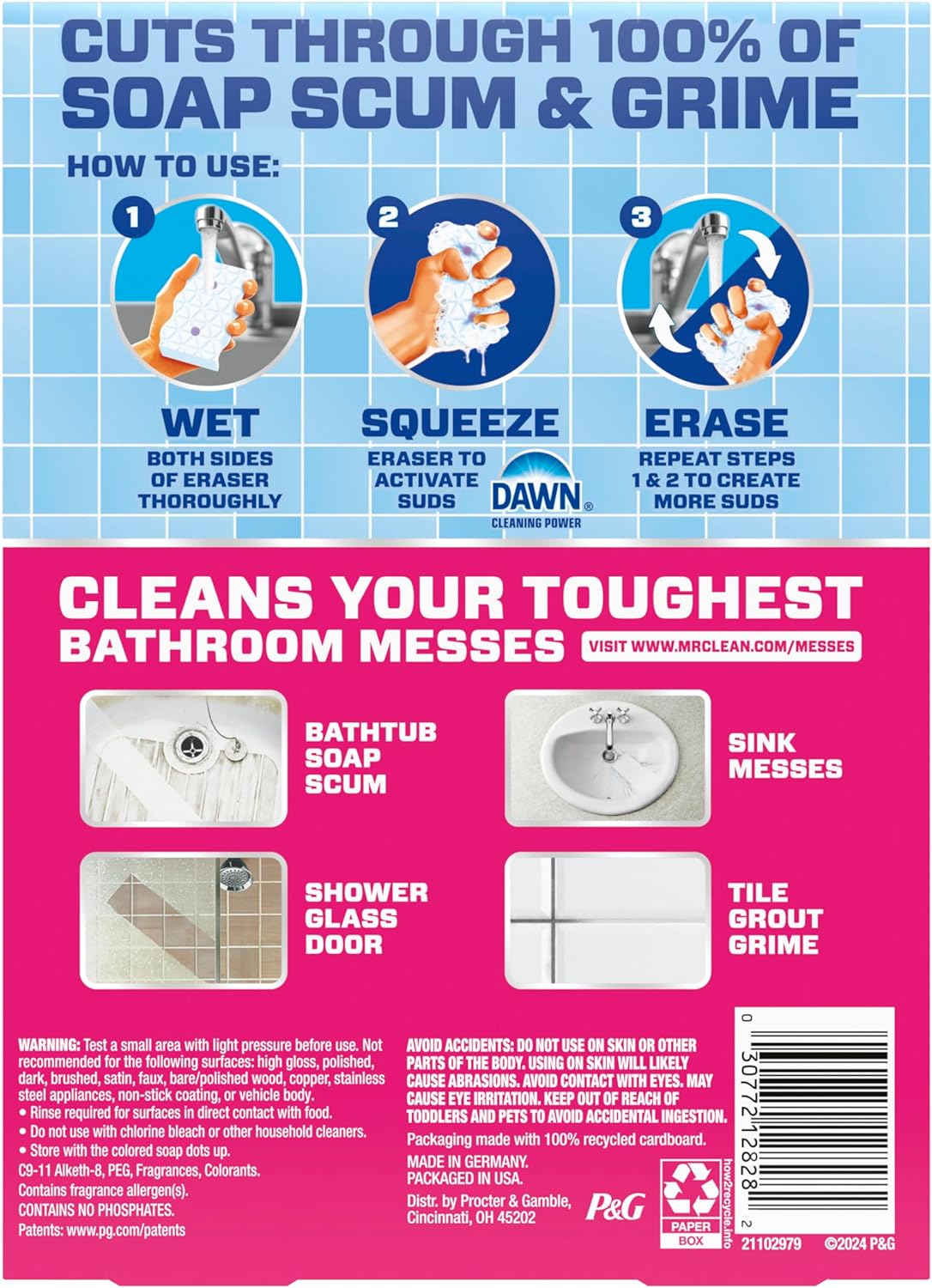 Mr. Clean Magic Eraser Sponge - Powerful Soap Scum Remover with Febreze Lavender Scent | 5 Count