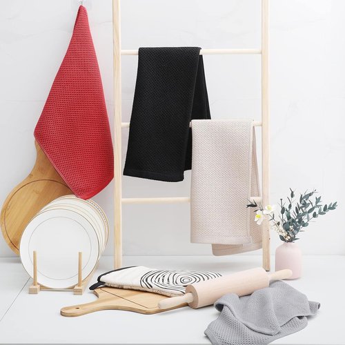 Homaxy 100% Cotton Dish Towels - Ultra Soft, Absorbent & Quick Drying | 13 x 28 Inches, 6-Pack, Brick Red