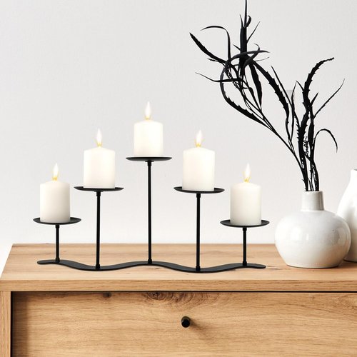 Fireplace Candle Holder - 17-Inch Black Metal Candelabra for Indoor & Outdoor Decor | Perfect for Weddings & Holidays