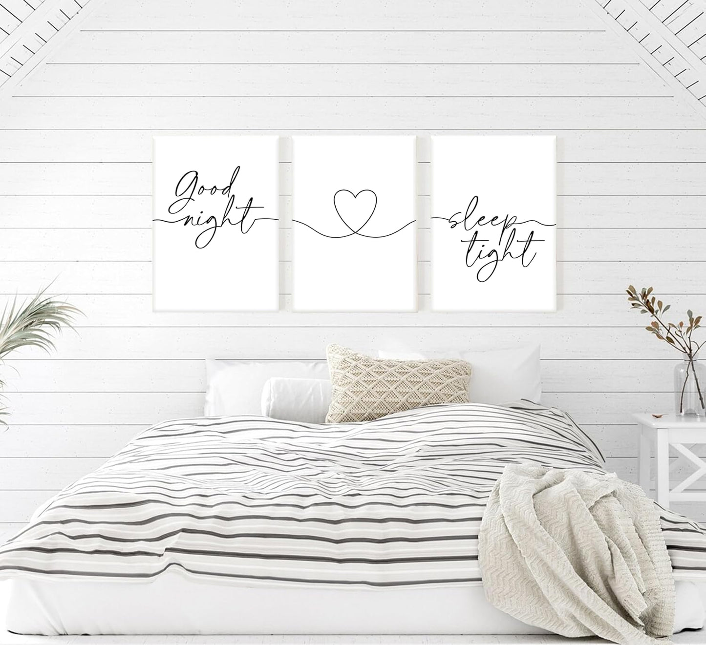 Skiennix Minimalist Wall Art - Bedtime Quotes Heart Shape Poster Print | 3-Piece Set for Living Room & Bedroom Decor