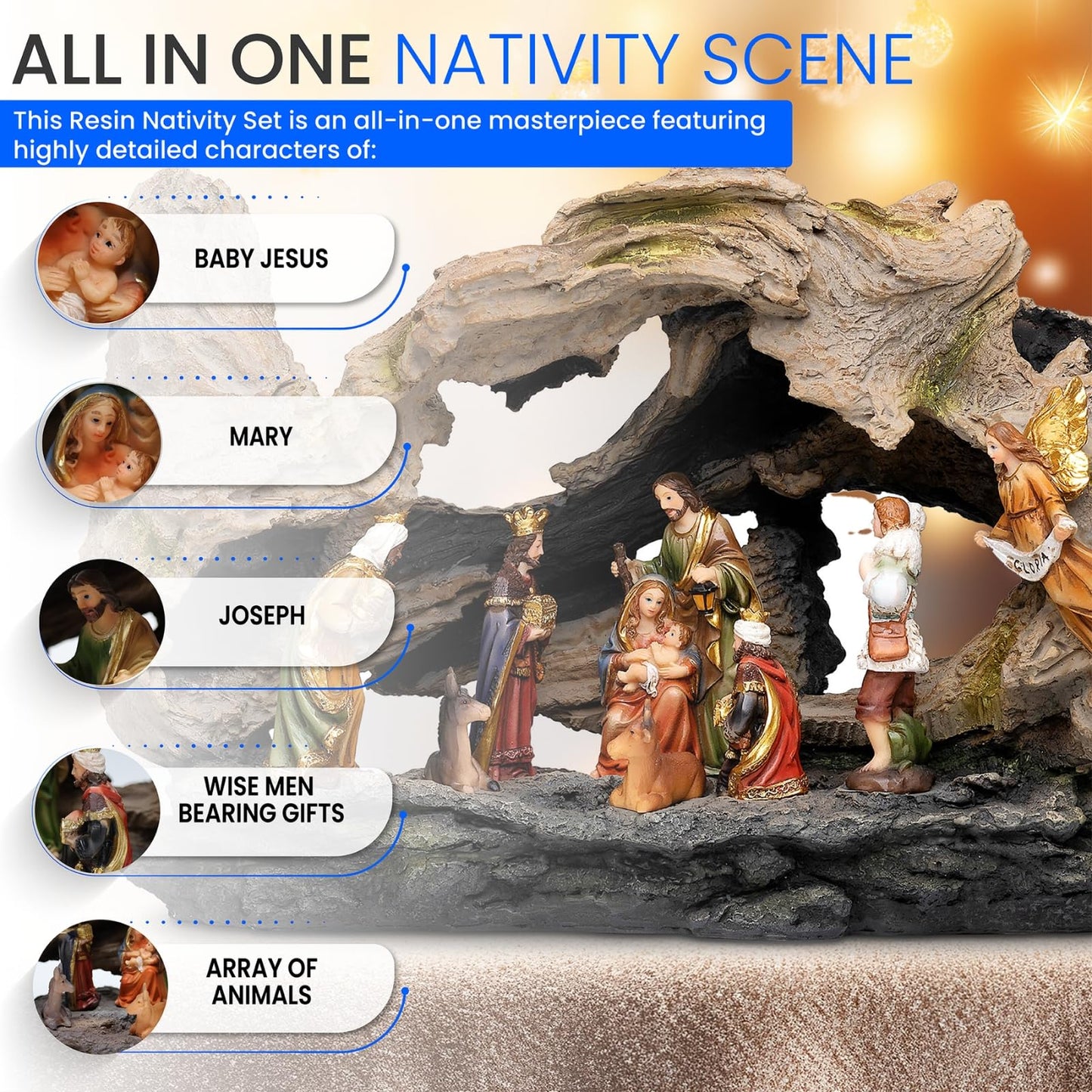 Steadfast Selections Christmas Nativity Set Indoor, Nativity Scene for Christmas Indoor, Pesebre De Navidad, Small Nativity Sets & Figures