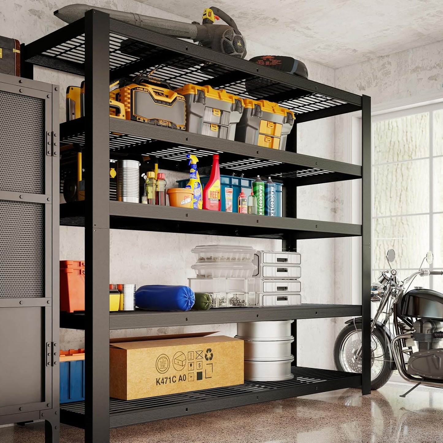 Regine Switzerland Heavy Duty Garage Shelving - 5-Tier Adjustable Storage Unit | 84" H x 24" D x 55" W, 3050 lbs Capacity