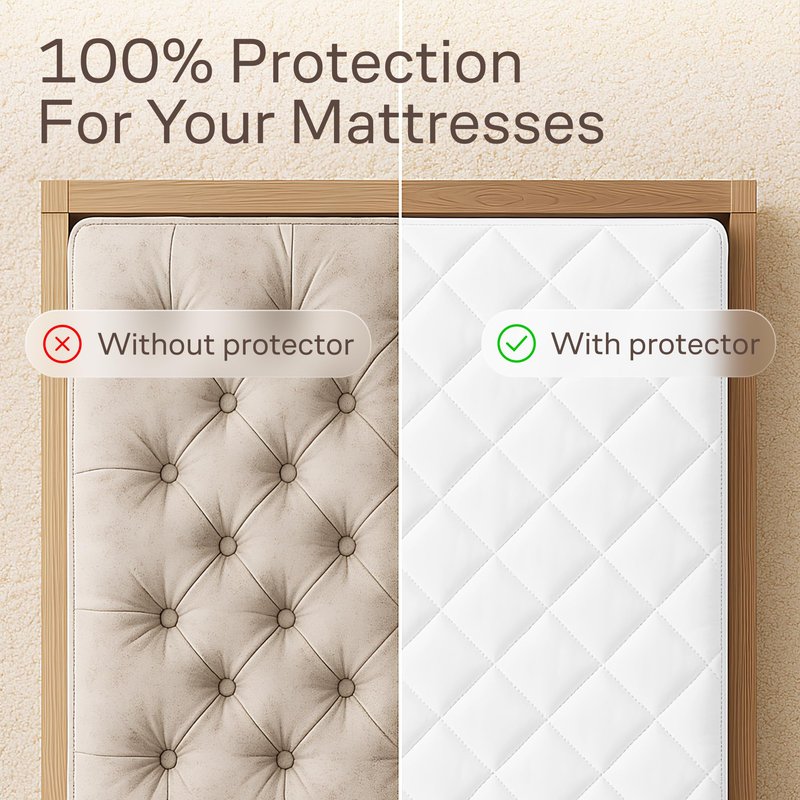 Niagara Cotton Mattress Pad Queen 60x80 - Non Noisy Cooling Breathable Ultra Plush Absorbent Protector Extra Deep Fits 20 Inches Deep Mattress