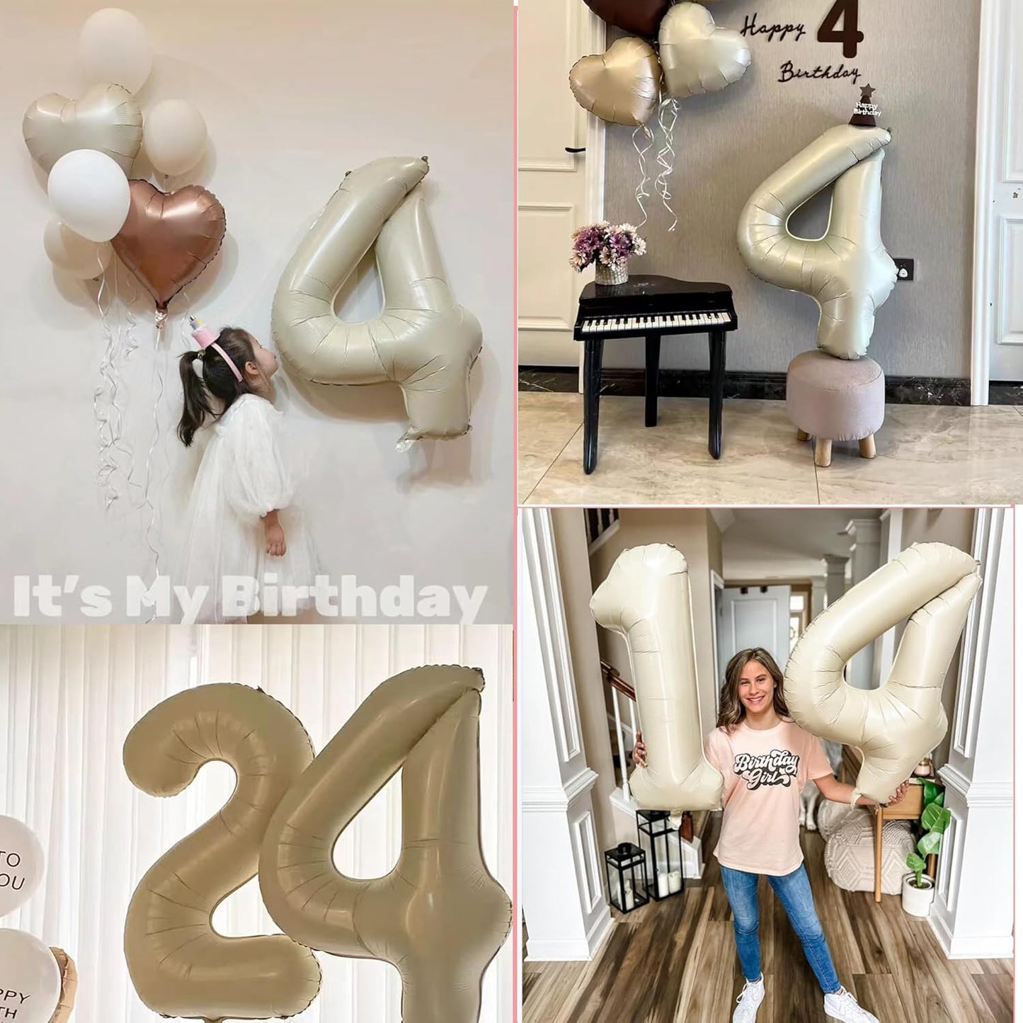 Skiennix 40-Inch Cream White Foil Number Balloons | Helium-Inflatable 0-9 for Birthdays & Anniversaries