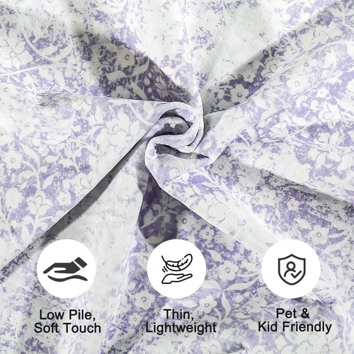 DUKINO Washable Area Rug 6x9, Boho Low-Pile Rugs for Living Room, Non Slip Rubber Backing Girls Rugs, Soft Vintage Rug for Nursery, Living Room, Bedroom, Dining Room, Office, Purple