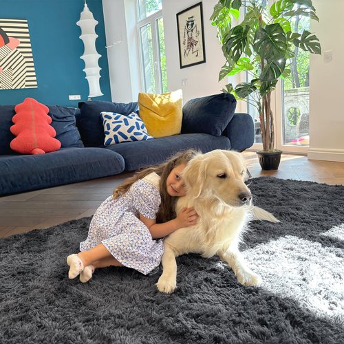 OLANLY 6x6 Area Rugs for Living Room Bedroom, Machine Washable Soft Fluffy Shaggy Bedside Rug, Indoor Floor Carpet for Kids Girls and Boys, Dorms, Nursery Rooms, Home Decor Aesthetic, Grey