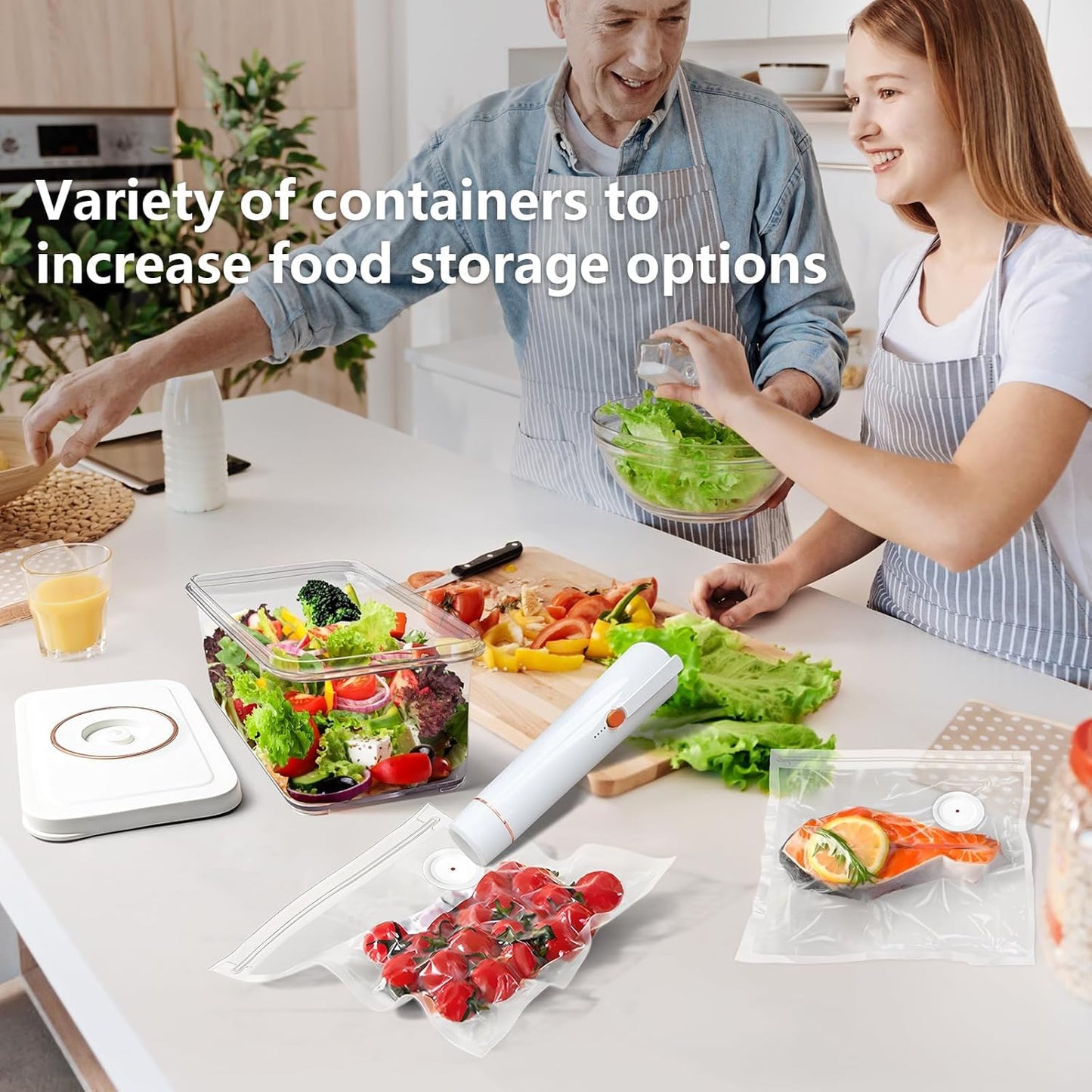 Skiennix Vacuum Sealer - Compact Handheld Machine with 30 Reusable Bags & 3 Containers | Ideal for Sous Vide, Travel & Camping