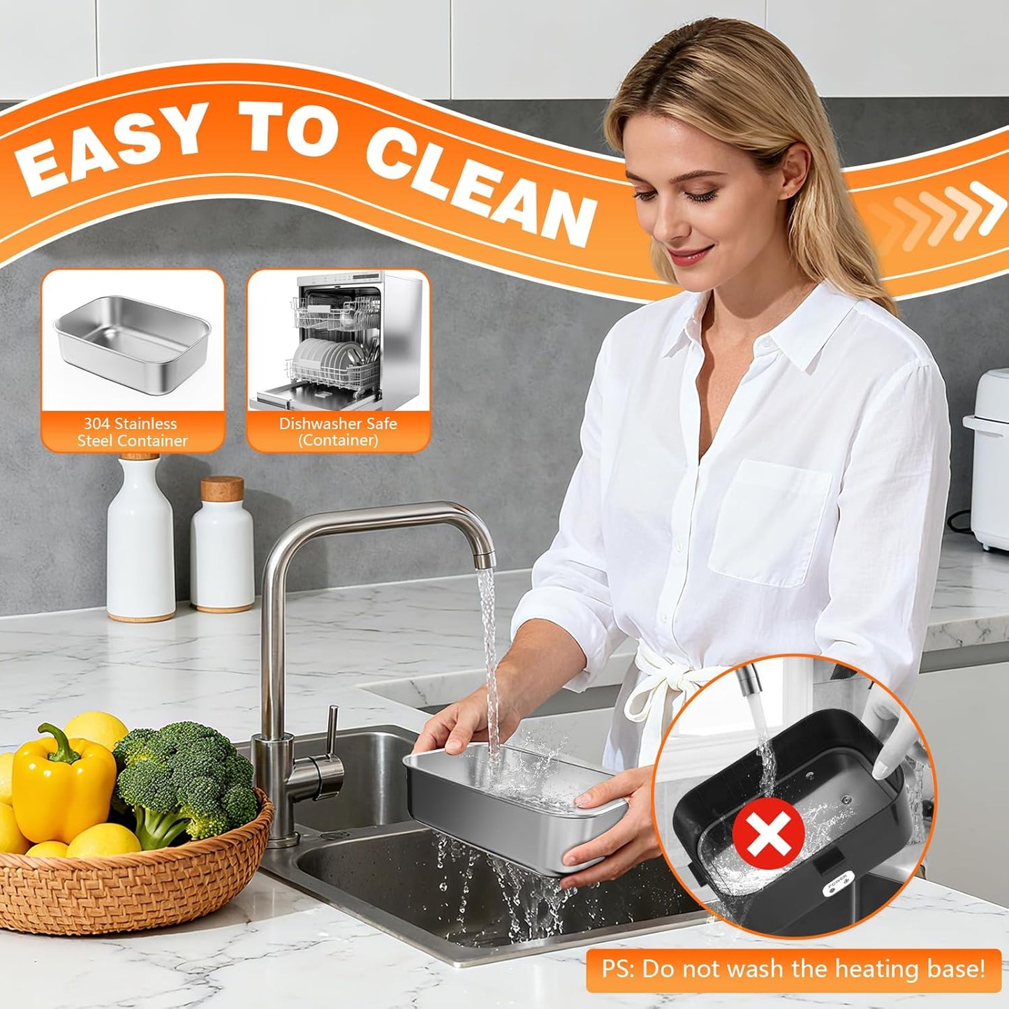 Skiennix Electric Lunch Box - 2.8L Double Layer Food Heater for Home, Office & Travel - Black