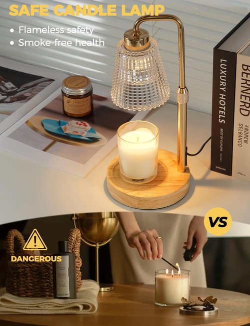 GODONLIF Candle Warmer Lamp with Timer Dimmable, Birthday Gifts for Women Mom, House Warming Gifts New Home Decor, Wax Melt Warmer for Jar Candles with 2 Bulbs