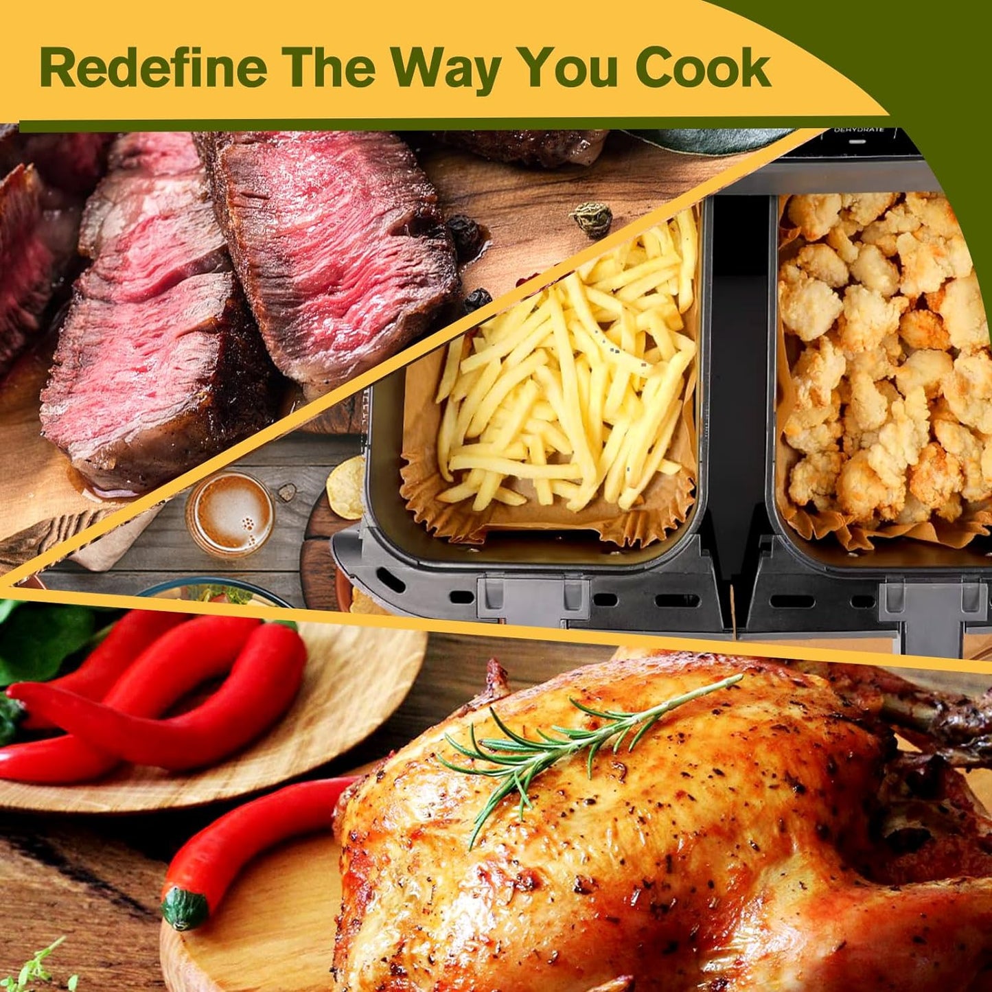 Ninja Air Fryer Liners - Disposable Parchment Paper for Dual DZ201 | Rectangle Accessories