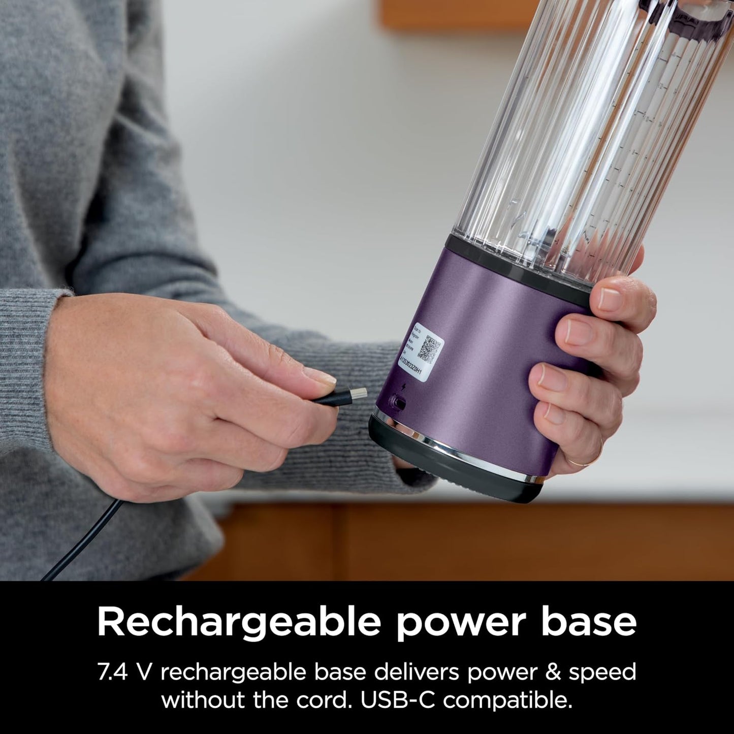 Ninja Blast Portable Blender - Cordless 18oz Personal Blender for Smoothies & Shakes | BPA Free, USB-C Rechargeable, Metallic Purple
