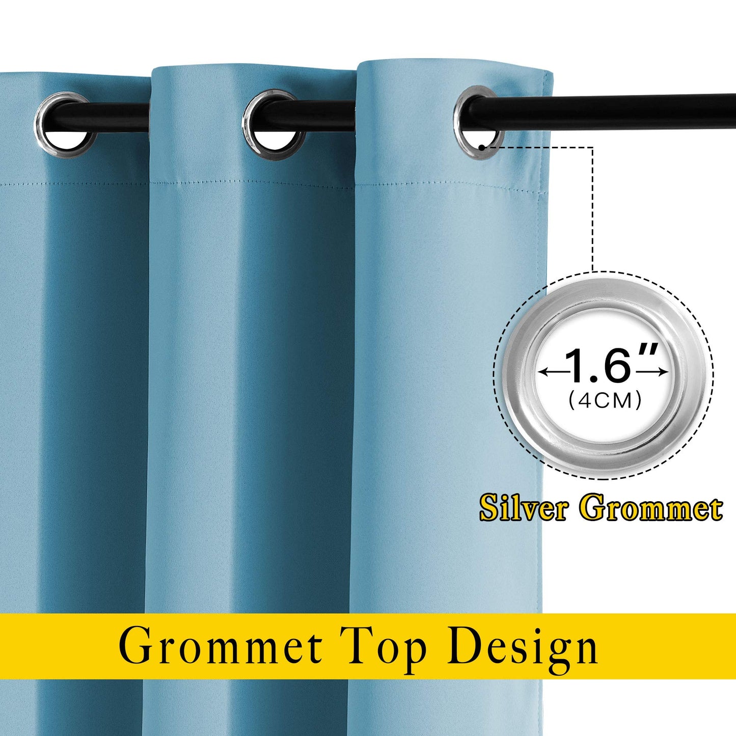 NICETOWN Room Darkening Curtain Panels - Window Treatment Thermal Insulated Grommet Light Blocking Curtains Drapes for Bedroom/Home Office (2 Panels, 46 by 54, Teal Blue)
