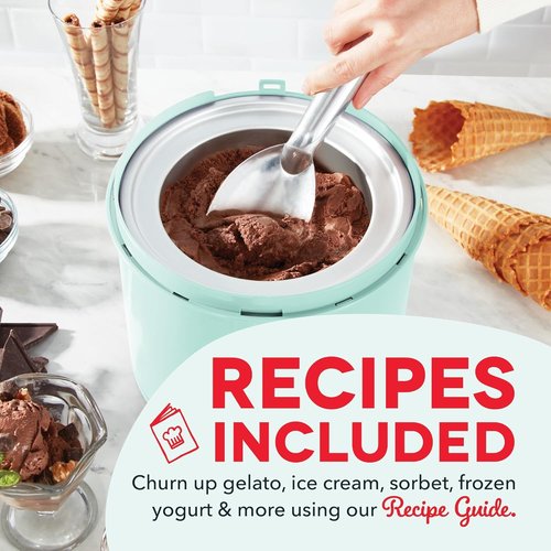 Dash Deluxe Gelato & Ice Cream Maker - One-Touch Churning for Homemade Desserts - 2 Quarts, Aqua