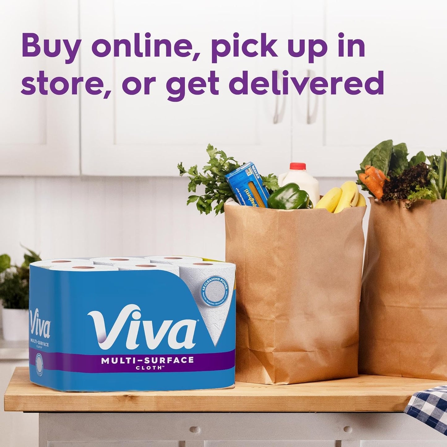 Viva Multi-Surface Cloth Paper Towels - Choose-A-Sheet Size, 3 Double Rolls, 110 Sheets Each